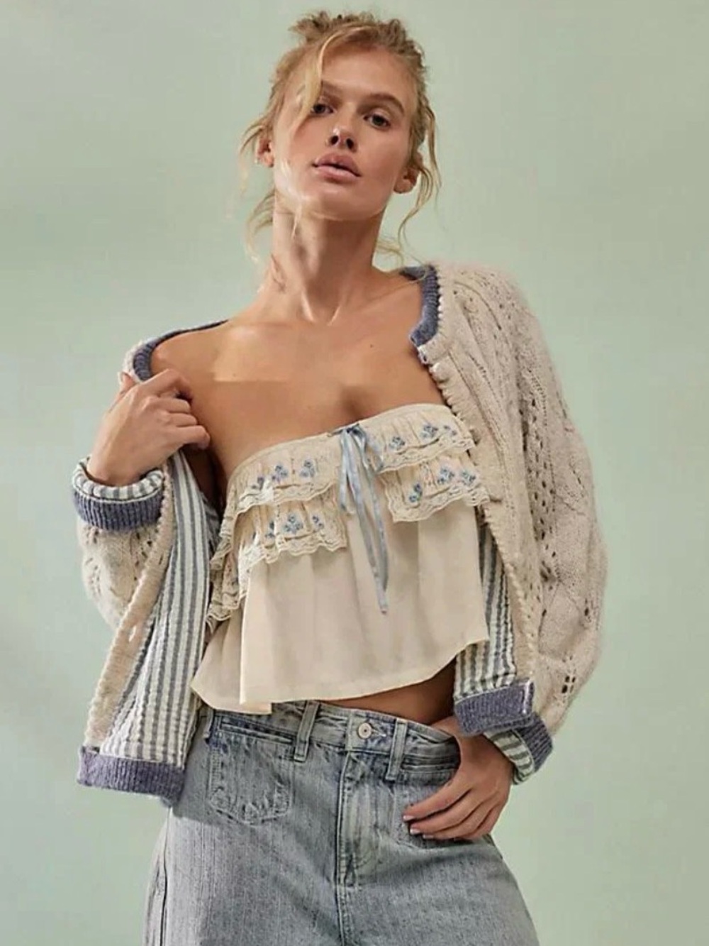 BNWOT FREE PEOPLE TAILIA EMBROIDERED TUBE TOP MEDIUM